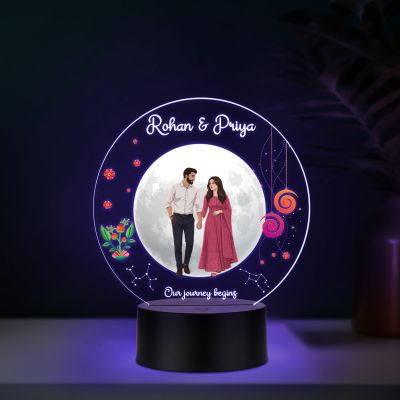 Personalized LED Night Light, Our Journey Begins Quote Acrylic Lamp with Color Changing Black Base Gift for Couple New Journey Gift